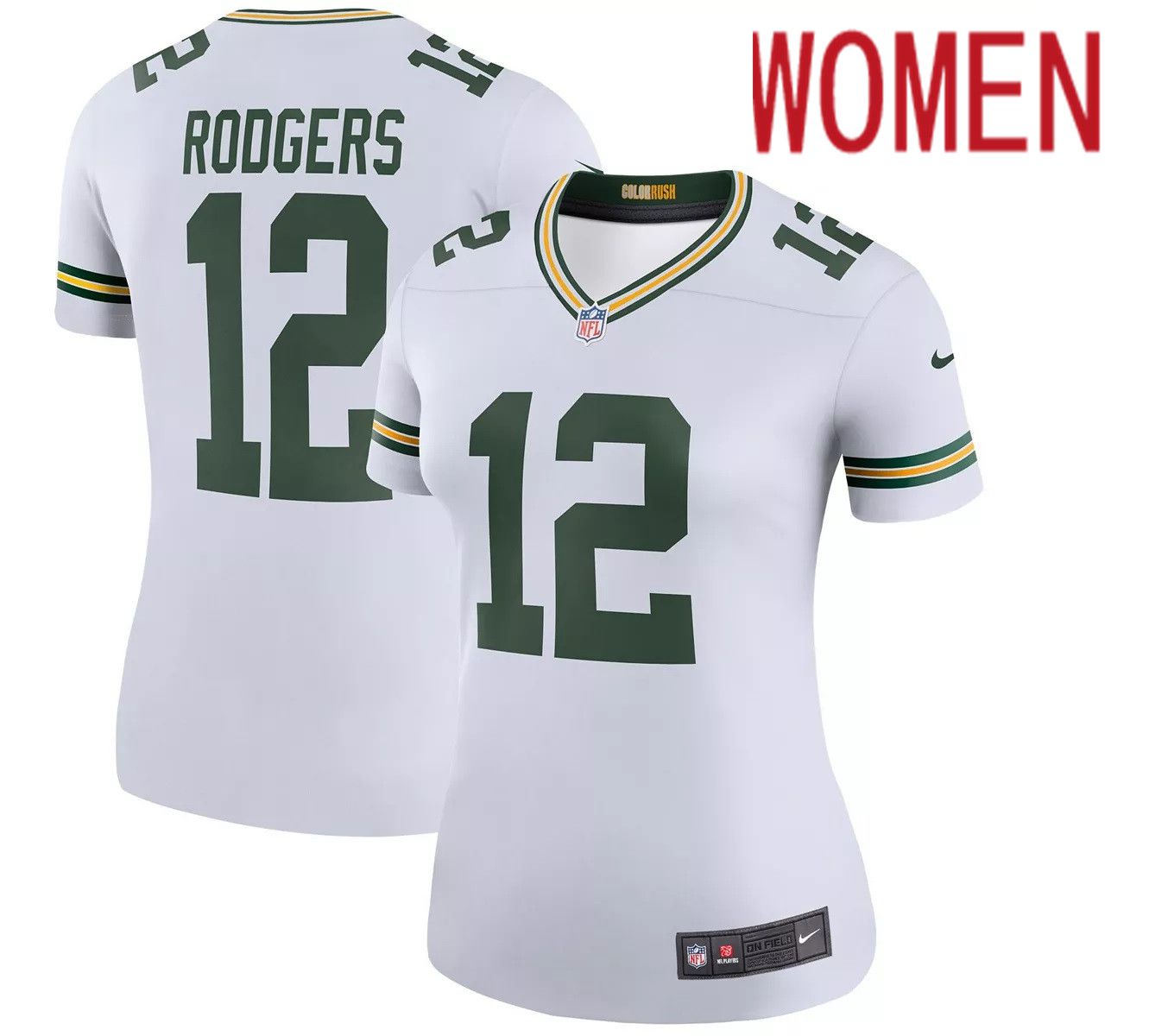 Women Green Bay Packers #12 Aaron Rodgers Nike White Player NFL Jersey